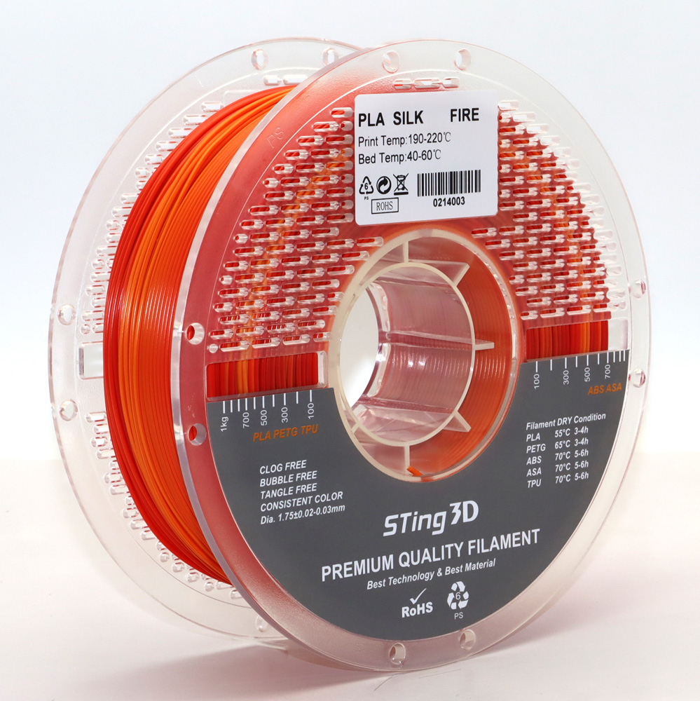 Sting3D PLA Silk - Rainbow Fire - 3D Filament 1.75mm, 1kg