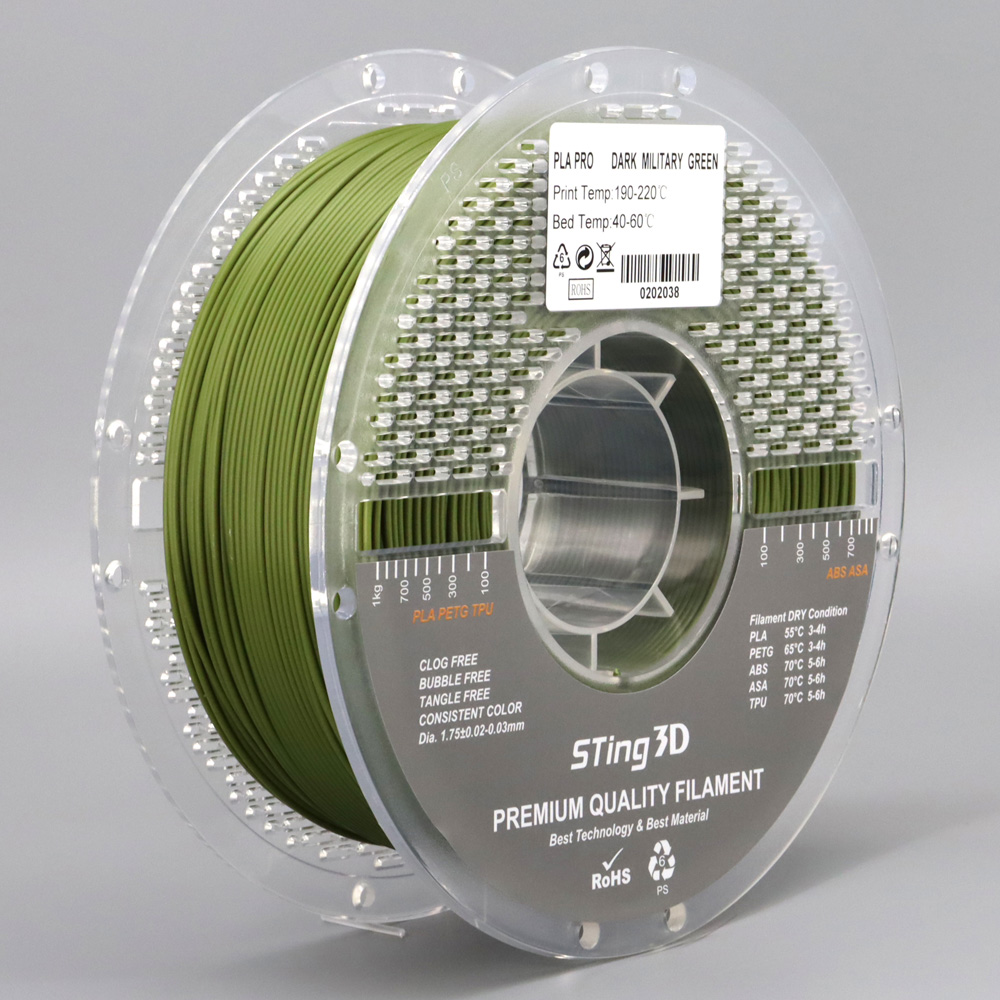 Sting3D PLA Pro - Dark Military Green - 3D Filament 1.75mm, 1kg