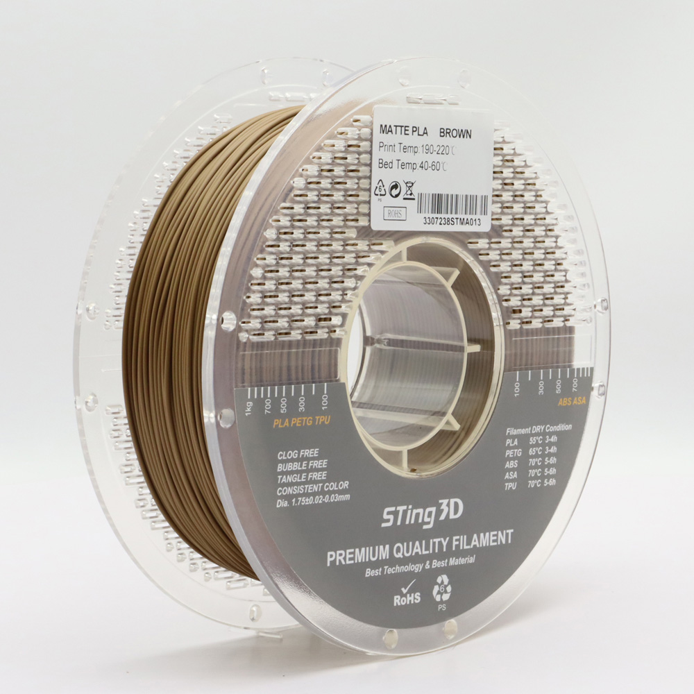 Sting3D PLA Matte - Brown - 3D Filament 1.75mm, 1kg